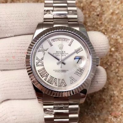 AAA Quality Replica Rolex Presidential Day-Date II 40MM Watch Diamond Roman Face